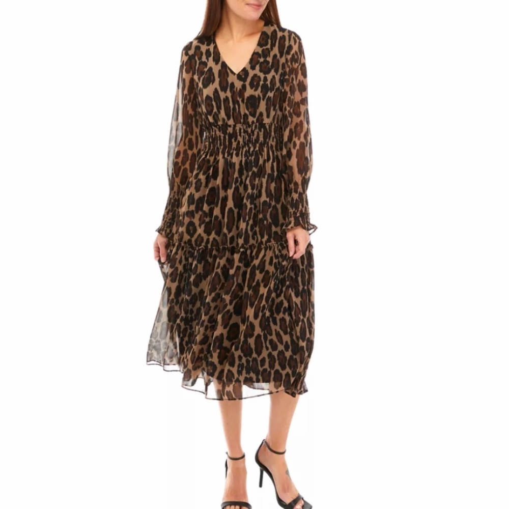 Taylor Leopard Print Midi Dress